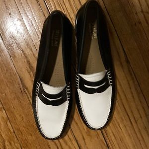 Black and white penny loafers (size 7)